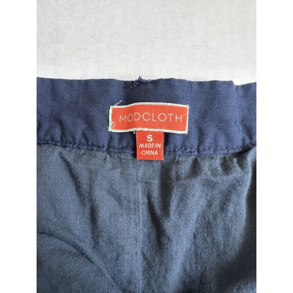 Modcloth Circle Skirt Roman Numeral Full Navy Women’s Size Small Cotton Zip - Picture 6 of 10